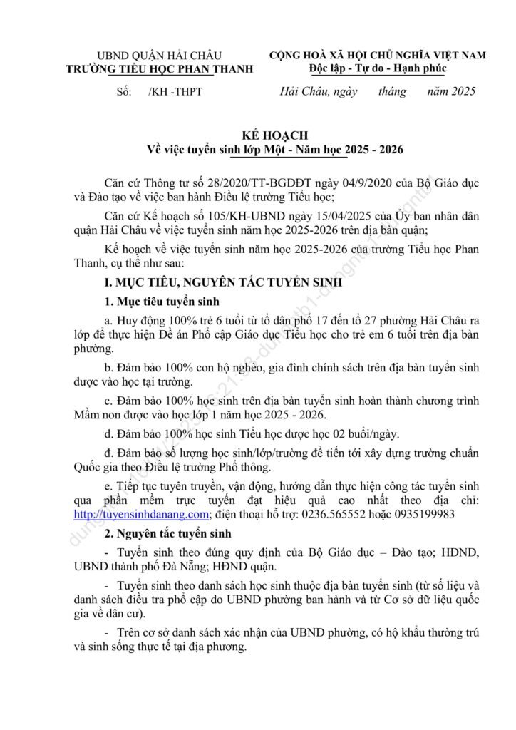 Website Trường Tiểu học Phan Thanh